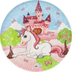 Papierové jednorožčie tanieriky 23 cm - 8 ks
