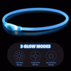 LED svítící obojek pro psy - modrý