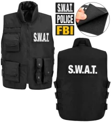 Policajná taktická vesta s 3 odnímateľnými nášivkami / kostým polícia