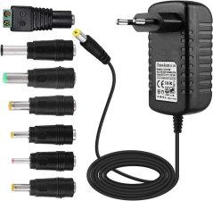 Napájecí adaptér 12W s 7 výměnnými koncovkami pro 12V elektroniku