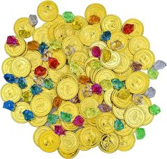 Zlaté mince s drahokamami 150 ks - Pirátsky poklad
