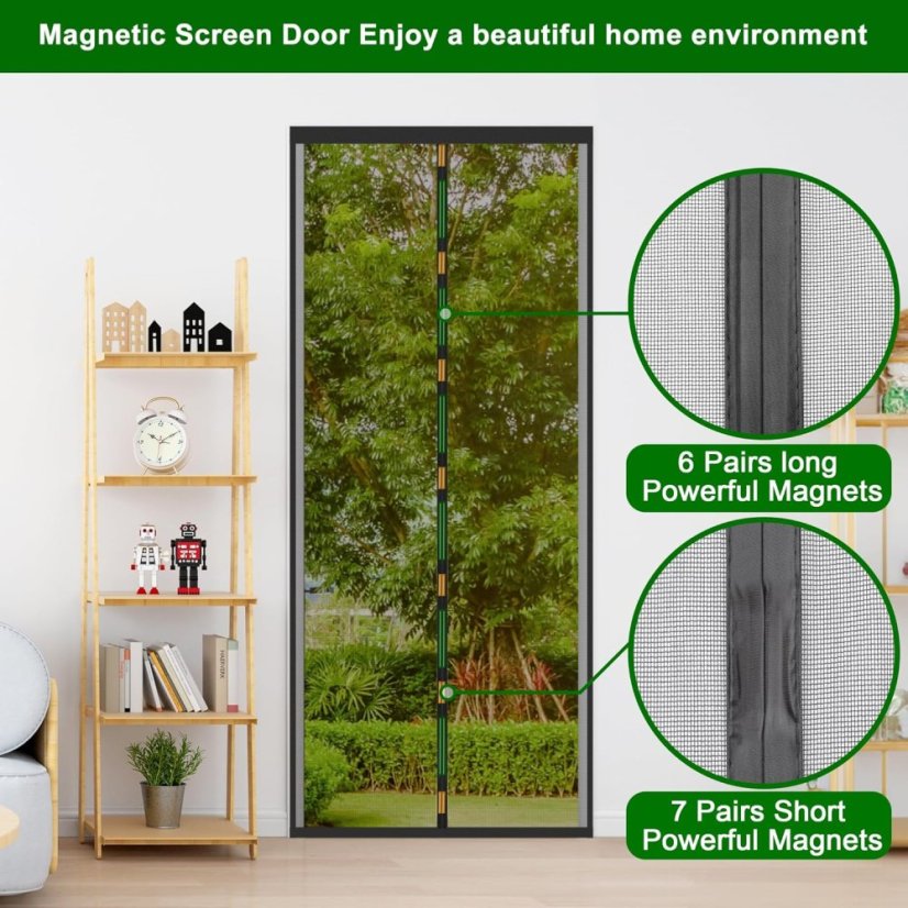 Magnetická sieť proti hmyzu na balkónové dvere - viac veľkostí, čierna
