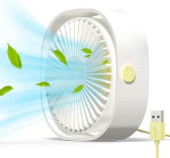 USB stolní 360° ventilátor se 3 rychlostmi - více barev