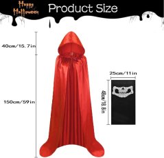 Upírie plášť s kapucňou a maska - veľ. 150 cm