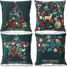 Elegantné vianočné obliečky na vankúše 4ks 45cm x 45cm