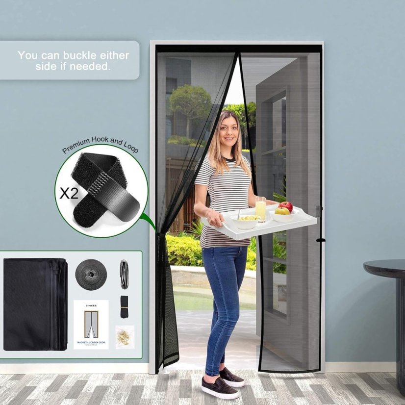 Magnetická sieť proti hmyzu na balkónové dvere - viac veľkostí, čierna