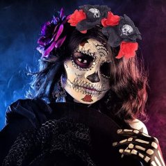 Čelenka halloween  Den Mrtvých Vlasová čelenka 2ks s tetovaním