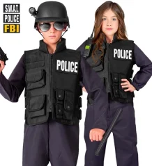 Policajná taktická vesta s 3 odnímateľnými nášivkami / kostým polícia