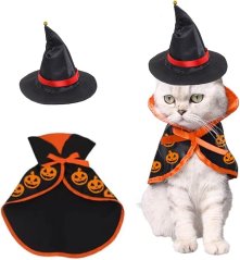 Halloweenský kostým pro kočku s kloboukem