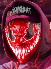 LED světelná neonová halloweenská maska