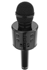 Karaoke mikrofon s černým/stříbrným reproduktorem