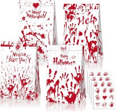Halloweenské papírové dárkové tašky - 24 ks + 36 nálepek