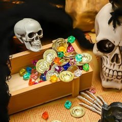 Zlaté mince s drahokamami 150 ks - Pirátsky poklad